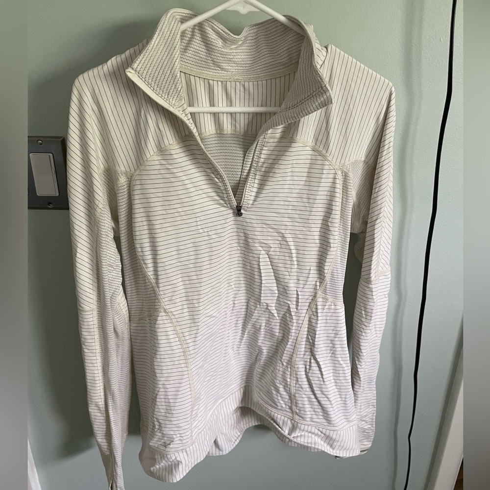 lululemon athletica Cream Striped Half-Zip Jacket